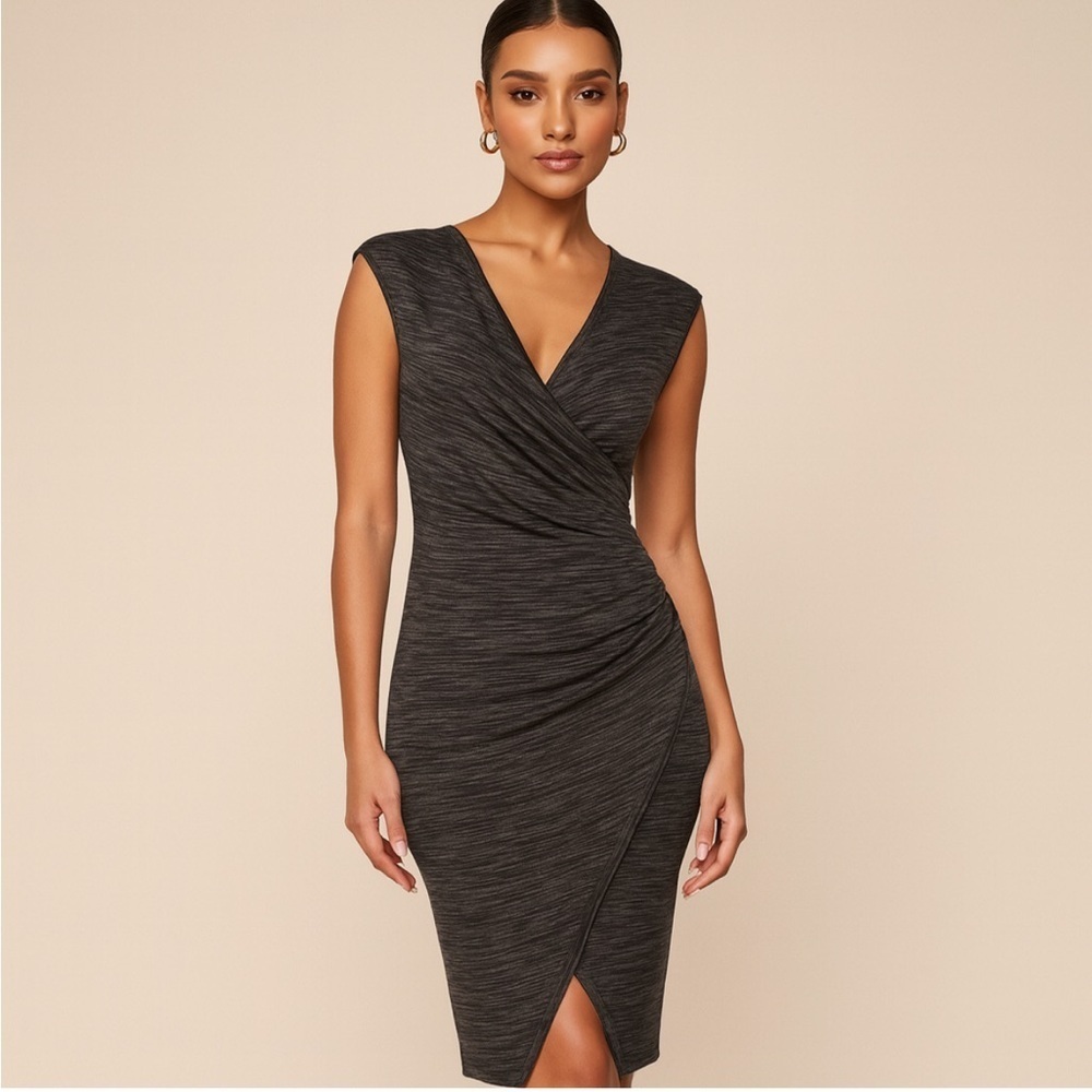 RD Style Charcoal Asymmetrical Midi Dress Size 12